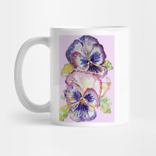 Pansy Watercolor Purple Flower Pattern on Lilac Pink Mug